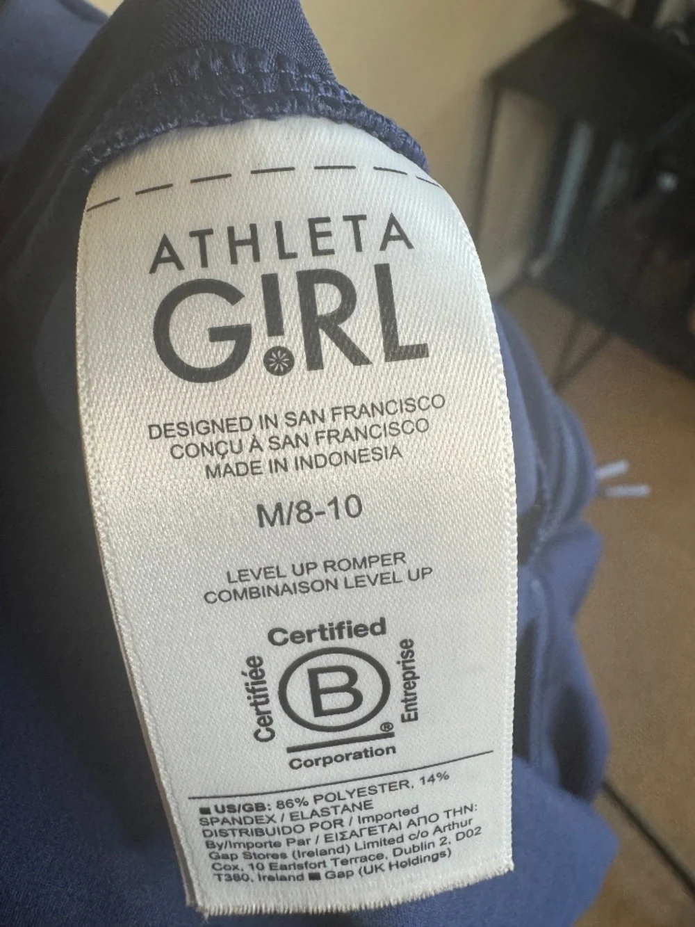 Athleta GIRL. Level Up Romper. Navy blue. Size M 8-10